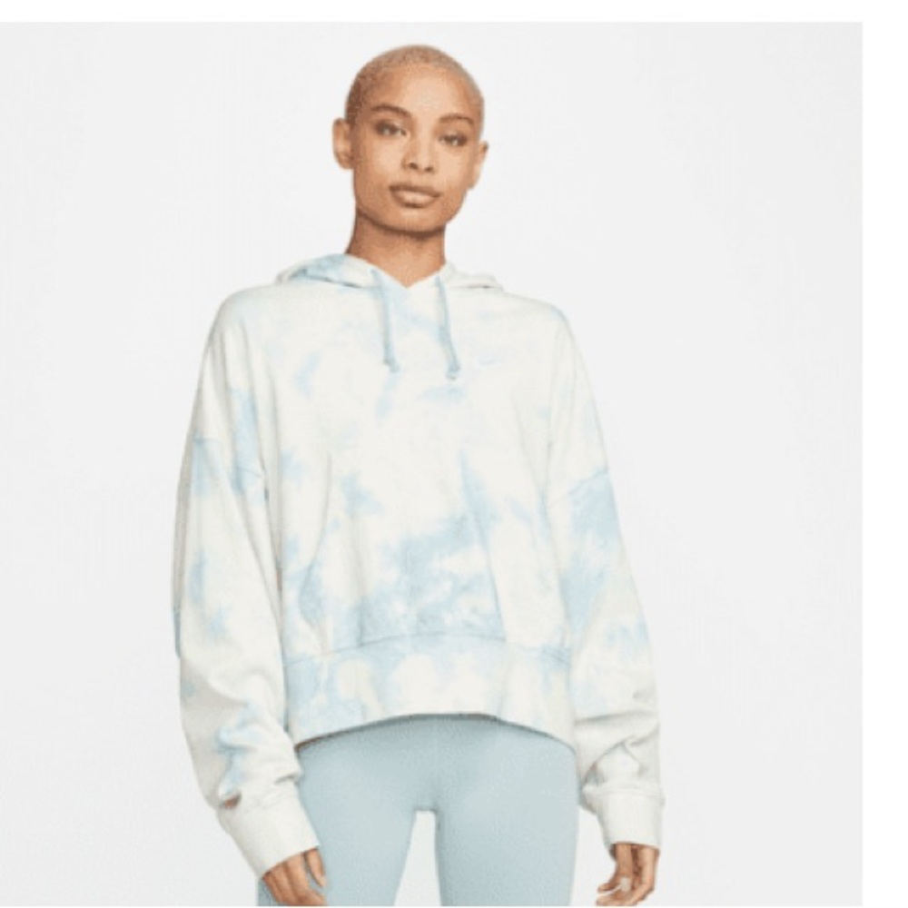 Nike women’s Light Blue & Cream Tie-Dye Hoodie, Oversized, Medium
